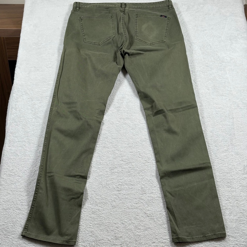 Faherty Brand Men Olive Green 5-Pocket Chino Pants Slim Straight Twill Cotton 35 - Picture 7 of 9